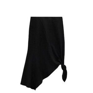 ZARA ASYMMETRIC LINEN BLEND SKIRT BLACK SIZE XS| 7385/434/800
